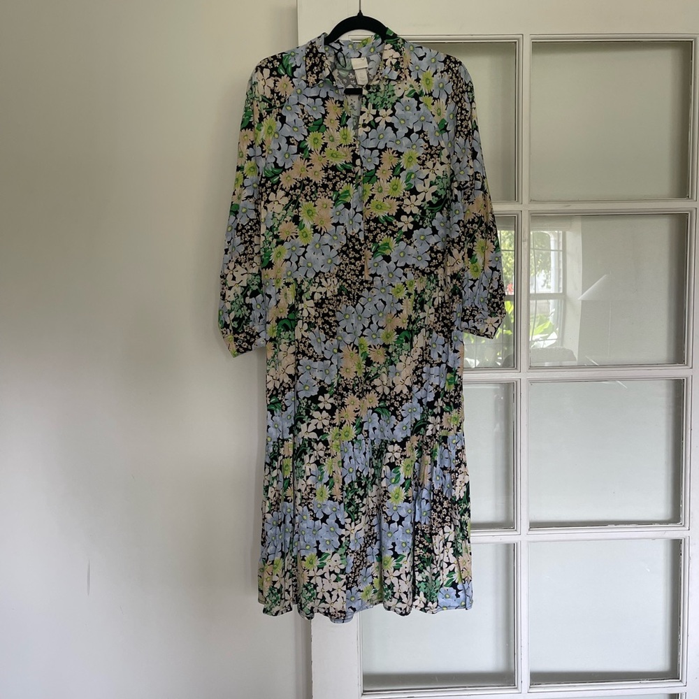 H&M Floral Long Sleeve Dress - Multicolor